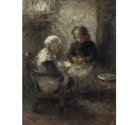 IPLUPJDY Abstract Painting Vintage Canvas Painting Wall Poster Shelling Peas by Robert Gemmell Hutchison Portrait Image for Home Decor 60x90cm