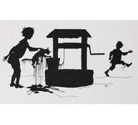 IPLUPJDY Abstract Painting Vintage Canvas Painting Wall Poster Silhouette of a Boy Pulling a Cat Out of a Well by Arthur Rackham Portrait Image for Home Decor 60x90cm
