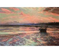 IPLUPJDY Abstract Painting Vintage Canvas Painting Wall Poster Sunset At Low Tide Westcliff on Sea by Charles Ernest Butler Portrait Image for Home Decor 60x90cm