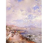 IPLUPJDY Abstract Painting Vintage Canvas Painting Wall Poster the Bay of Naples by Franz Richard Unterberger Portrait Image for Home Decor 60x90cm
