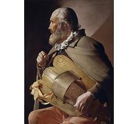 IPLUPJDY Abstract Painting Vintage Canvas Painting Wall Poster the Blind Hurdy Gurdy Player by Georges De La Tour Portrait Image for Home Decor 60x90cm