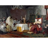 IPLUPJDY Abstract Painting Vintage Canvas Painting Wall Poster the Last Moments of Charles Emmanuel I of Savoy by Nicolo Barabino Portrait Image for Home Decor 60x90cm