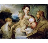 IPLUPJDY Abstract Painting Vintage Canvas Painting Wall Poster the Mystical Marriage of Saint Catherine Late S by Parmigianino Portrait Image for Home Decor 60x90cm