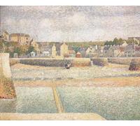 IPLUPJDY Abstract Painting Vintage Canvas Painting Wall Poster the Outer Harbor of Porten-bessin At Low Tide by Georges Seurat Portrait Image for Home Decor 60x90cm