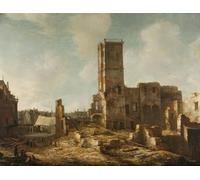 IPLUPJDY Abstract Painting Vintage Canvas Painting Wall Poster the Ruins of the Old Town Hall of Amsterdam After by Jan Abrahamsz Beerstraten Portrait Image for Home Decor 60x90cm