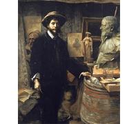 IPLUPJDY Abstract Painting Vintage Canvas Painting Wall Poster the Sculptor Jean Carries in His Atelier by Louise Breslau Portrait Image for Home Decor 60x90cm