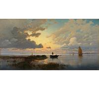 IPLUPJDY Abstract Painting Vintage Canvas Painting Wall Poster the Venetian Lagoon in the Evening Light by Hermann David Solomon Corrodi Portrait Image for Home Decor 60x90cm