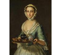 IPLUPJDY Aesthetic Poster Photo Wall Print Modern Wall Artwork a Young Woman Holding a Tea Tray Possibly Hannah the Artist's Maid by Mercier Canvas Picture for Home Decor 60x90cm