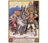 IPLUPJDY Aesthetic Poster Photo Wall Print Modern Wall Artwork At This Signal the Other Aesir Threw the Chain Round the Monster's Neck by Charles Edmund Brock Canvas Picture for Home Decor 60x90cm