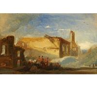 IPLUPJDY Aesthetic Poster Photo Wall Print Modern Wall Artwork Bristol Riots Ruins of Warehouses Instreet with Mounted Troops by William Muller Canvas Picture for Home Decor 60x90cm