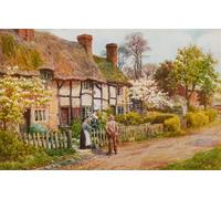 IPLUPJDY Aesthetic Poster Photo Wall Print Modern Wall Artwork Cottages At Welford on Warwickshire by Alfred Robert Quinton Canvas Picture for Home Decor 60x90cm