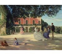 IPLUPJDY Aesthetic Poster Photo Wall Print Modern Wall Artwork Family Reunion on the Terrace At Meric by Jean Frederic Bazille Canvas Picture for Home Decor 60x90cm