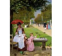 IPLUPJDY Aesthetic Poster Photo Wall Print Modern Wall Artwork Feeding the Birds At the Tuilleries Paris by Caraud Canvas Picture for Home Decor 60x90cm