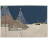 IPLUPJDY Aesthetic Poster Photo Wall Print Modern Wall Artwork Flowers of a Hundred Worlds Fishing Village by Kamisaka Sekka Canvas Picture for Home Decor 60x90cm