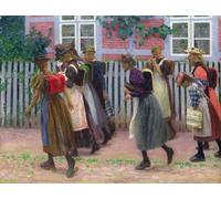 IPLUPJDY Aesthetic Poster Photo Wall Print Modern Wall Artwork Girls on the Way to School by Julius August Friedrich Theodor Von Ehren Canvas Picture for Home Decor 60x90cm