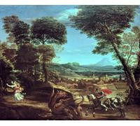 IPLUPJDY Aesthetic Poster Photo Wall Print Modern Wall Artwork Landscape with St.george and the Dragon by Domenichino Canvas Picture for Home Decor 60x90cm