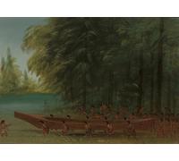 IPLUPJDY Aesthetic Poster Photo Wall Print Modern Wall Artwork Lannching a Canoe Nayas Indians by George Catlin Canvas Picture for Home Decor 60x90cm