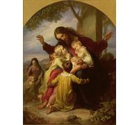 IPLUPJDY Aesthetic Poster Photo Wall Print Modern Wall Artwork Let the Little Children Come to Me by Carl Christian Vogel Von Vogelstein Canvas Picture for Home Decor 60x90cm