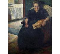 IPLUPJDY Aesthetic Poster Photo Wall Print Modern Wall Artwork Madame Virginie Portrait of a Corpulent Woman Sitting Her Cat on Her Knees Painting by Umberto Boccioni for Home Decor 60x90cm