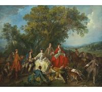 IPLUPJDY Aesthetic Poster Photo Wall Print Modern Wall Artwork Picnic After the Hunt by Nicolas Lancret Canvas Picture for Home Decor 60x90cm