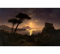 IPLUPJDY Aesthetic Poster Photo Wall Print Modern Wall Artwork the Bay of Naples At Moonlit Night by Ivan Konstantinovich Aivazovsky Canvas Picture for Home Decor 60x90cm