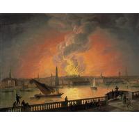 IPLUPJDY Aesthetic Poster Photo Wall Print Modern Wall Artwork the Burning of Drury Lane Theatre From Westminster Bridgec by Luny Canvas Picture for Home Decor 60x90cm