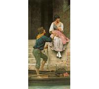 IPLUPJDY Aesthetic Poster Photo Wall Print Modern Wall Artwork the Fisherman's Wooing by Eugen Von Blaas Canvas Picture for Home Decor 60x90cm