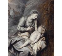 IPLUPJDY Aesthetic Poster Photo Wall Print Modern Wall Artwork the Rest on the Flight Into Egypt by Van Dyck Canvas Picture for Home Decor 60x90cm