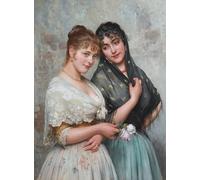 IPLUPJDY Aesthetic Poster Photo Wall Print Modern Wall Artwork Two Venetian Women by Eugene De Blaas Canvas Picture for Home Decor 60x90cm
