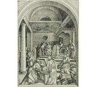 IPLUPJDY Retro Picture Canvas Art Poster Nordic Poster Christ Among the Doctors From the Life of the Virgin by Albrecht Dürer Canvas Image for Wall Decor 60x90cm