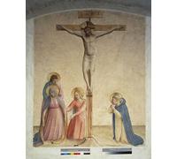 IPLUPJDY Retro Picture Canvas Art Poster Nordic Poster Crucifixion with the Virgin Mary Saint Dominic Inscription by Fra Angelico Canvas Image for Wall Decor 60x90cm