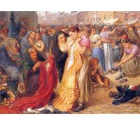 IPLUPJDY Retro Picture Canvas Art Poster Nordic Poster Factory Girls At the Old Clothes Fair Knott Mill by Frederic Shields Canvas Image for Wall Decor 60x90cm