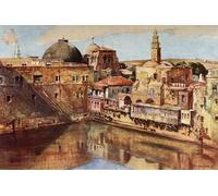 IPLUPJDY Retro Picture Canvas Art Poster Nordic Poster Jerusalem the Pool of Hezekiah by Fulleylove Canvas Image for Wall Decor 60x90cm