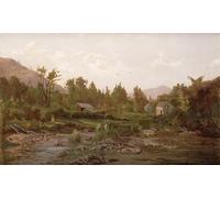 IPLUPJDY Retro Picture Canvas Art Poster Nordic Poster Landscape with Trees and Houses by Worthington Whittredge Canvas Image for Wall Decor 60x90cm
