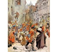IPLUPJDY Retro Picture Canvas Art Poster Nordic Poster Les Dragonnades Dispersal of a Protestant Family by Maurice Leloir Canvas Image for Wall Decor 60x90cm