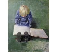 IPLUPJDY Retro Picture Canvas Art Poster Nordic Poster Little Ebbe Reading by Christian Krohg Canvas Image for Wall Decor 60x90cm