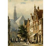 IPLUPJDY Retro Picture Canvas Art Poster Nordic Poster Manu Figures in the Streets of Haarlem by Cornelis Springer Canvas Image for Wall Decor 60x90cm
