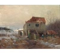 IPLUPJDY Retro Picture Canvas Art Poster Nordic Poster Mill Near Rodaun by Emil Jakob Schindler Canvas Image for Wall Decor 60x90cm