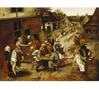 IPLUPJDY Retro Picture Canvas Art Poster Nordic Poster Peasants Merrymaking Outside the Swan Inn in a Village Street by Pieter Brueghel the Younger Canvas Image for Wall Decor 60x90cm