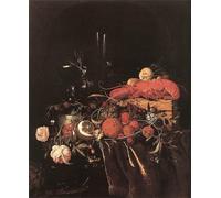 IPLUPJDY Retro Picture Canvas Art Poster Nordic Poster Still-life with Fruit Flowers Glasses and Lobster by Jan Davidsz De Heem Canvas Image for Wall Decor 60x90cm