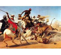 IPLUPJDY Retro Picture Canvas Art Poster Nordic Poster the Lion Hunt by Horace Vernet Canvas Image for Wall Decor 60x90cm