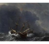 IPLUPJDY Retro Picture Canvas Art Poster Nordic Poster Three Ships in a Gale by Willem Van De Velde the Younger Canvas Image for Wall Decor 60x90cm