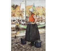 IPLUPJDY Retro Picture Canvas Art Poster Nordic Poster Woman Along Canal by George Hitchcock Canvas Image for Wall Decor 60x90cm