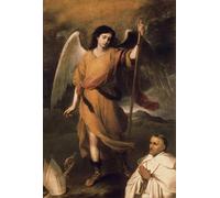 IPLUPJDY Vintage Picture Wall Canvas Print Modern Wall Artwork Archangel Raphael with Bishop Domonte by Bartolomé Esteban Murillo Canvas Wall Picture for Wall Decor 60x90cm