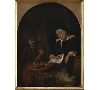 IPLUPJDY Vintage Poster Wall Prints Painting on Canvas a Woman Selling Fruit and Herrings by Gabriel Metsu Picture Art Prints for Wall Decor 60x90cm