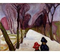 IPLUPJDY Vintage Poster Wall Prints Painting on Canvas Allee in a Whirlwind of Snow by Edvard Munch Picture Art Prints for Wall Decor 60x90cm