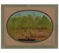 IPLUPJDY Vintage Poster Wall Prints Painting on Canvas an Omagua Village Boat Sketch by George Catlin Picture Art Prints for Wall Decor 60x90cm