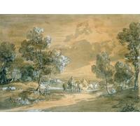 IPLUPJDY Vintage Poster Wall Prints Painting on Canvas an Open Landscape with Travellers on a Road by Gainsborough Picture Art Prints for Wall Decor 60x90cm