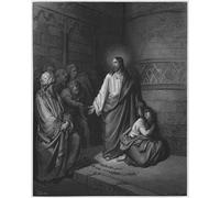 IPLUPJDY Vintage Poster Wall Prints Painting on Canvas Bible the Woman Taken in Adultery by Gustave Dore Picture Art Prints for Wall Decor 60x90cm
