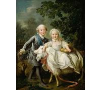IPLUPJDY Vintage Poster Wall Prints Painting on Canvas Charles De Bourbon Comte D'artois with His Sister Clotilde by Francois Hubert Drouais Picture Art Prints for Wall Decor 60x90cm